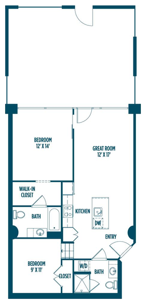 2A AHP Floor Plan at Foundry Lofts Workforce