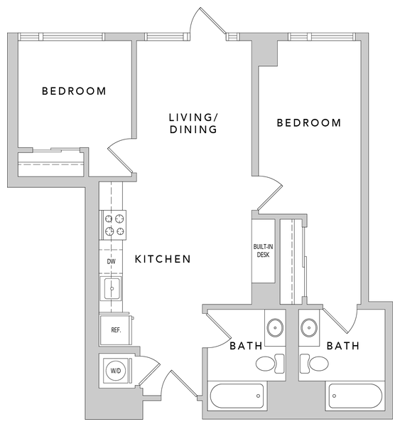 2AD AHP Floor Plan at Mosso