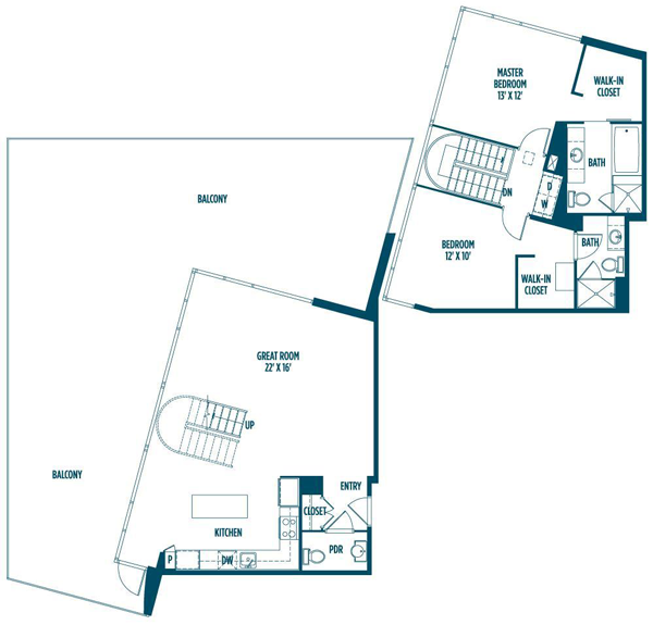 2K Floor Plan at Foundry Lofts Workforce
