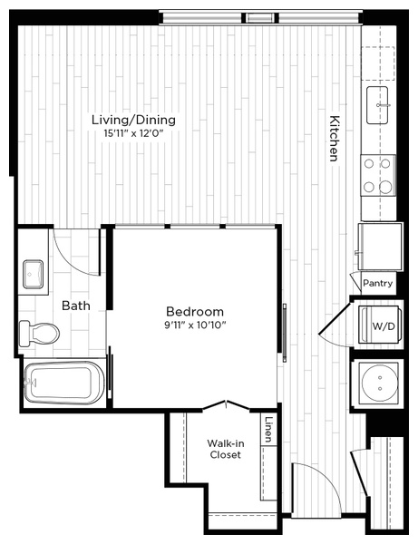 1B MPDU Floor Plan at Thayer + Spring