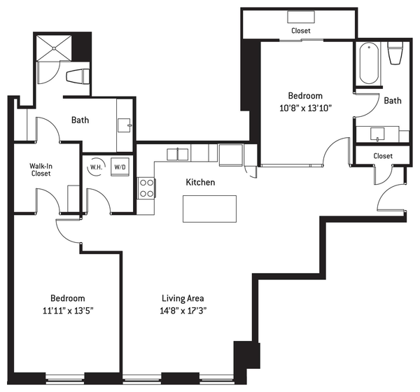 2FD AHP Floor Plan at The Continental
