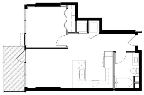 1B-L Balcony AHP Floor Plan at The Merian