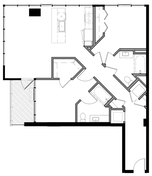 2C-R Balcony AHP Floor Plan at The Merian