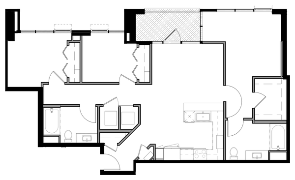 3A-A Balcony AHP Floor Plan at The Merian