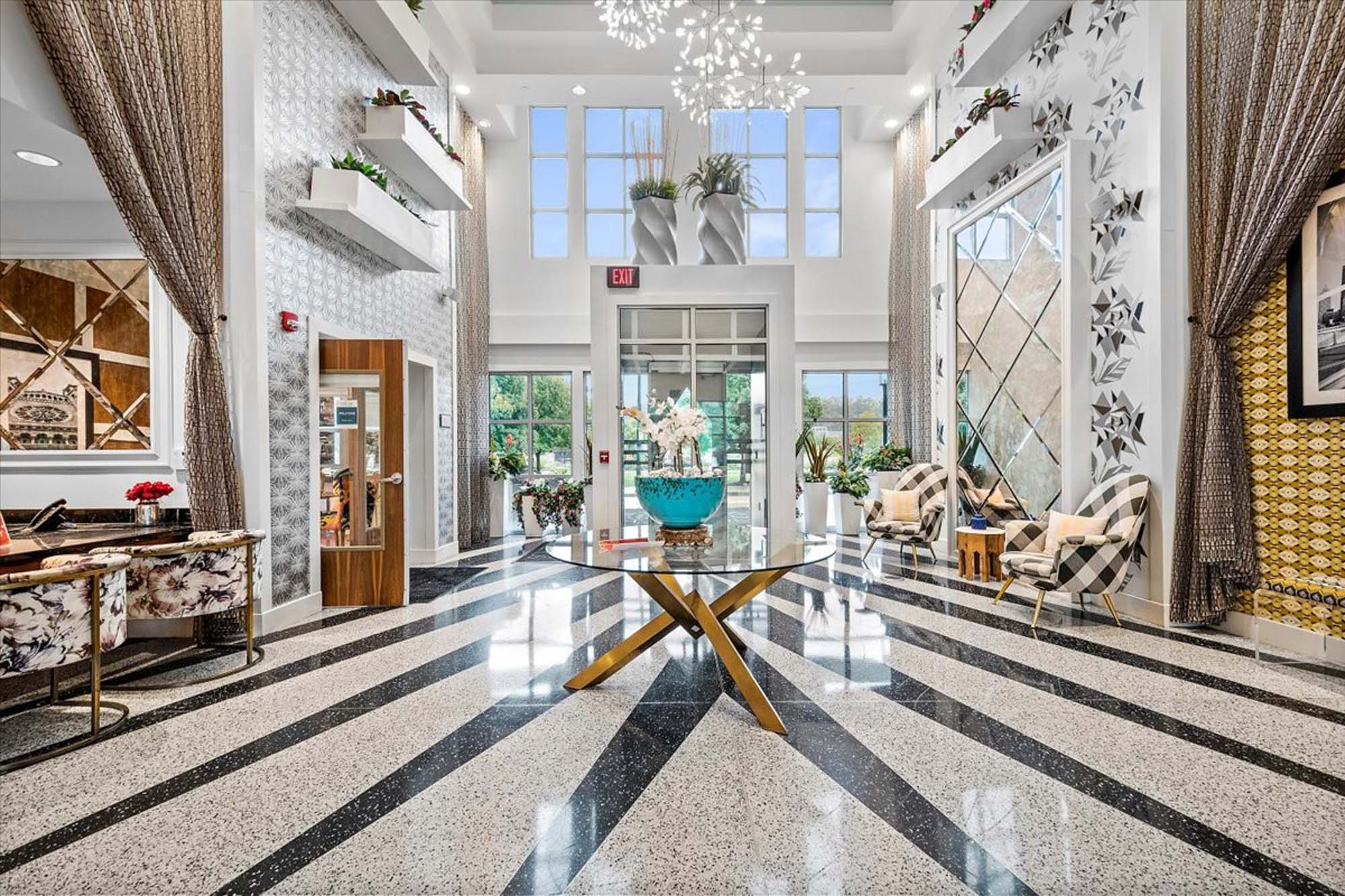 The lobby at 2626 South Side Flats apartments in Pittsburg, Pennsylvania.