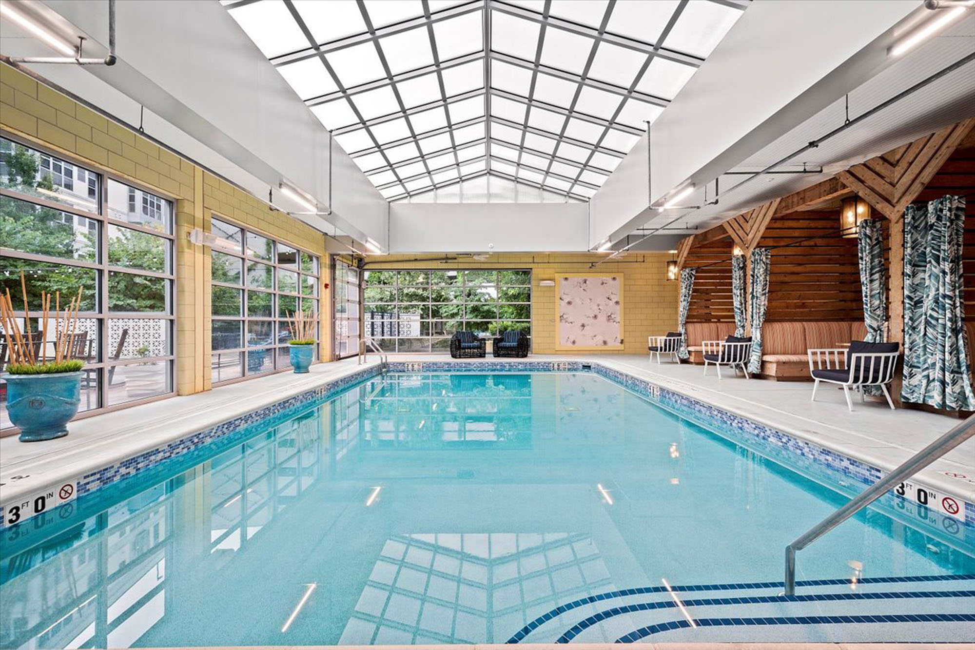 The indoor pool at 2626 South Side Flats apartments in Pittsburg, Pennsylvania.