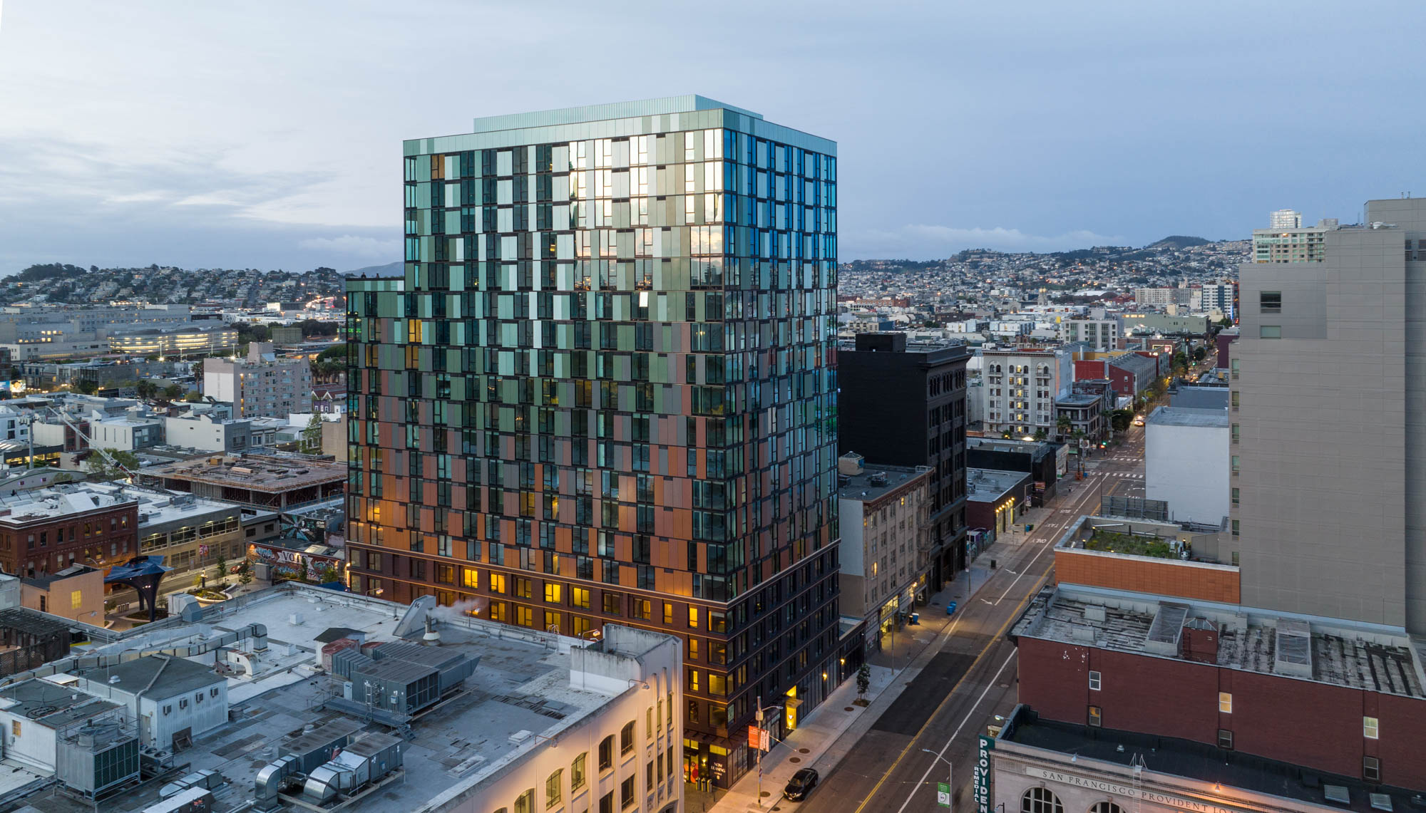 The skyline at The George apartments in San Francisco, CA