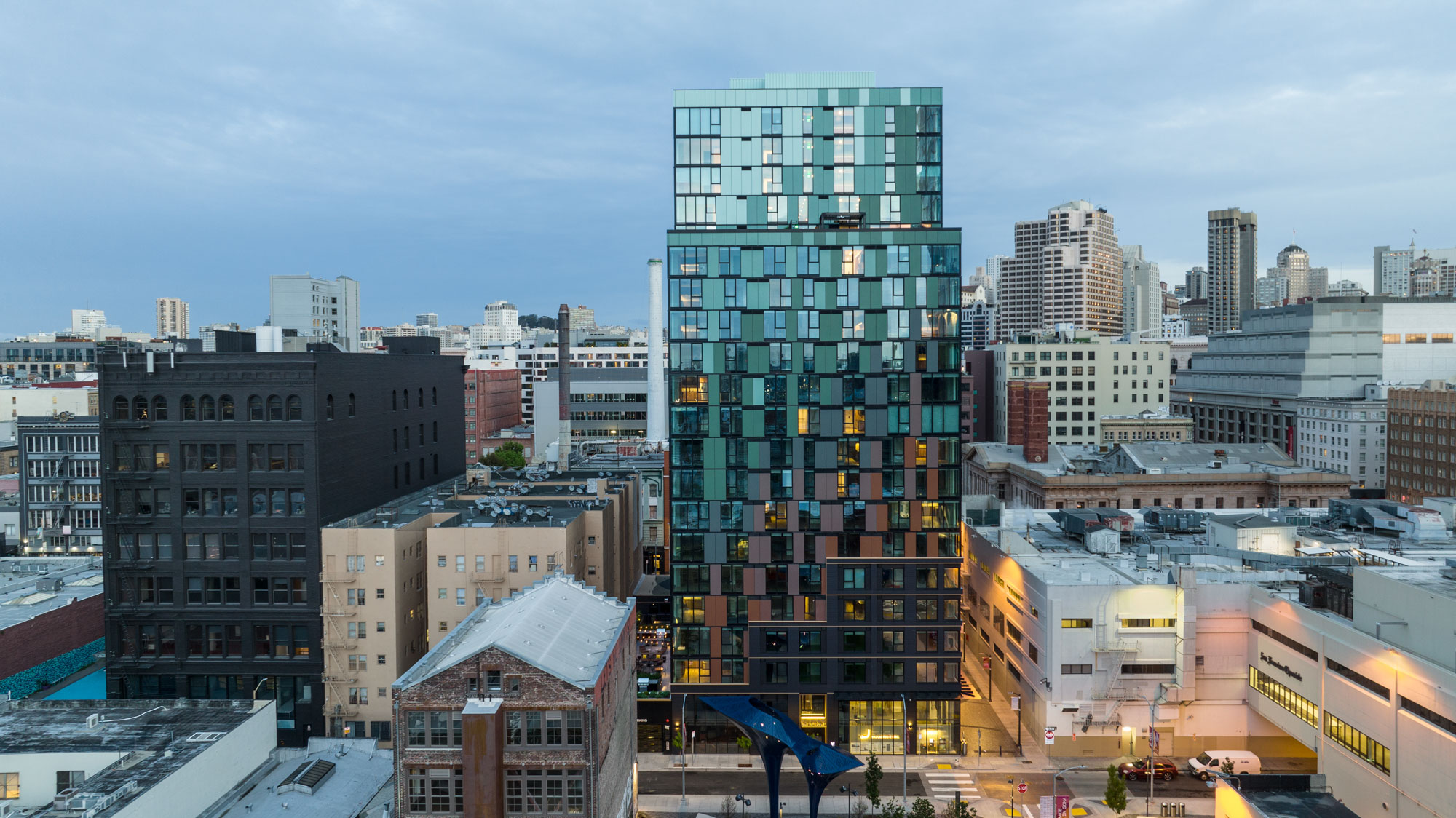 The skyline at The George apartments in San Francisco, CA