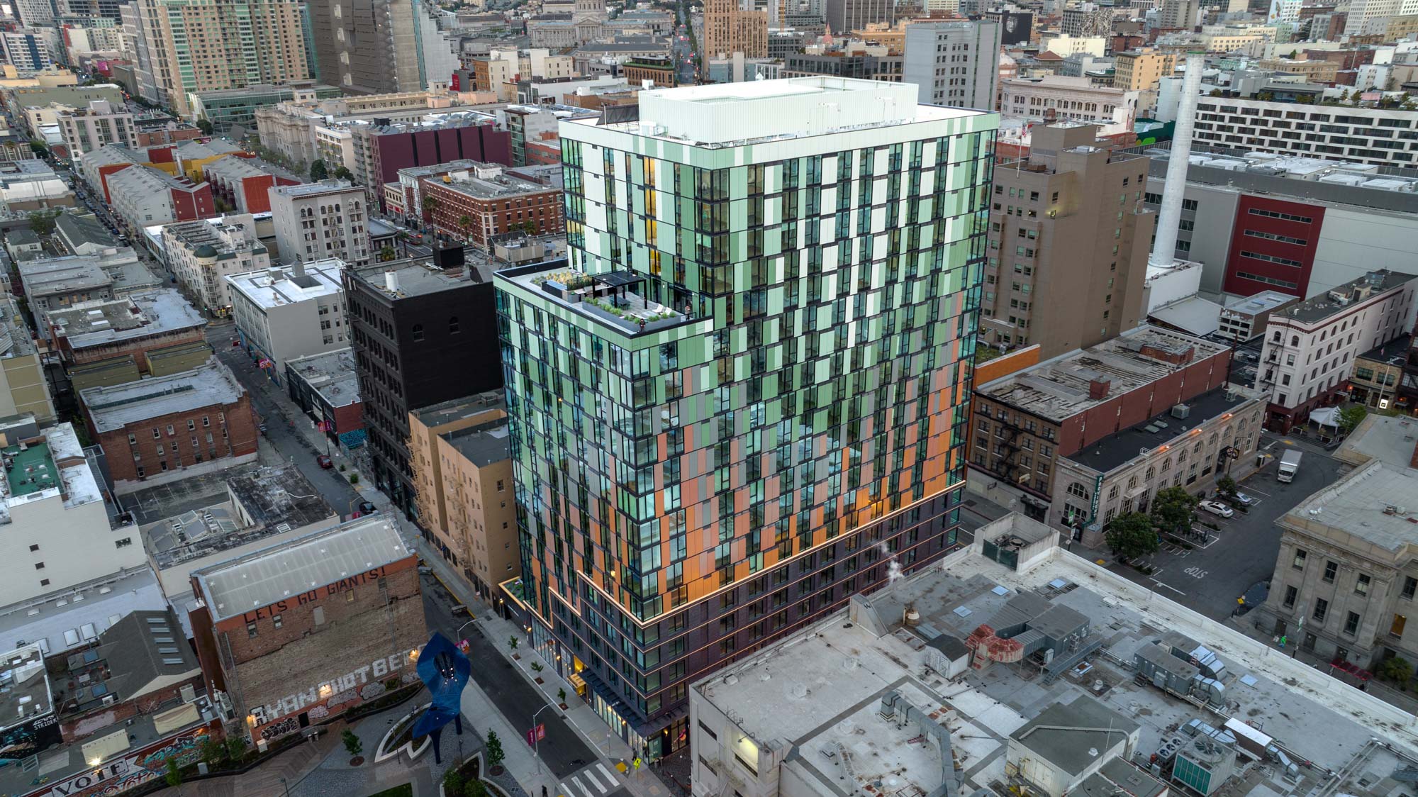 The apartment exterior at The George apartments in San Francisco, CA