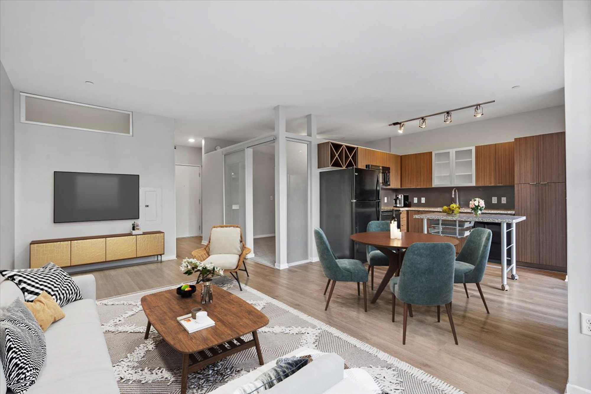 A living area at 2626 South Side Flats apartments in Pittsburg.