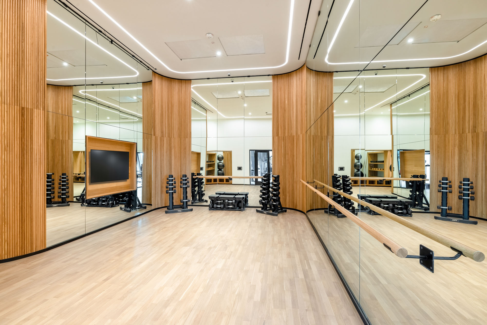 The fitness studio at Vela apartments in The Yards in Washington, DC.