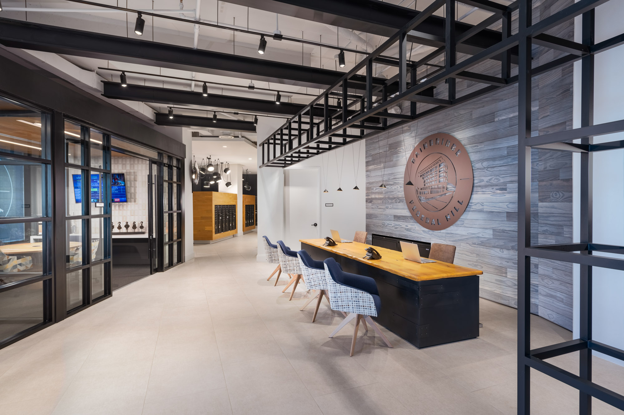 The lobby at 1110 Key Federal Hill apartments in Baltimore, Maryland.