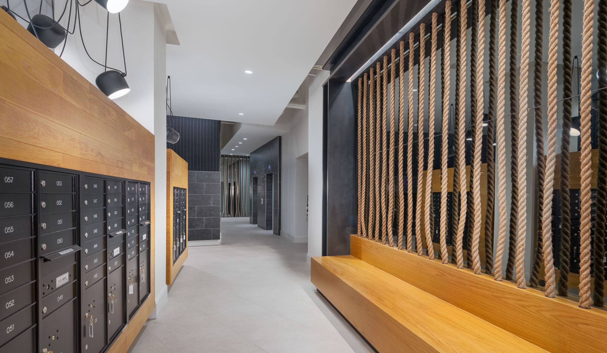 The mail room at 1110 Key Federal Hill apartments in Baltimore, Maryland.