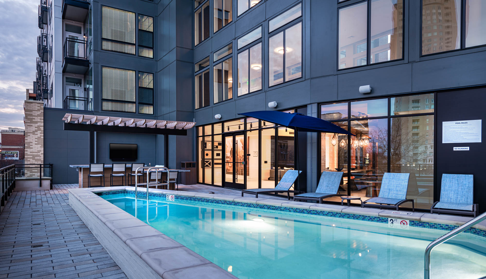 The pool at 1110 Key Federal Hill apartments in Baltimore, Maryland.