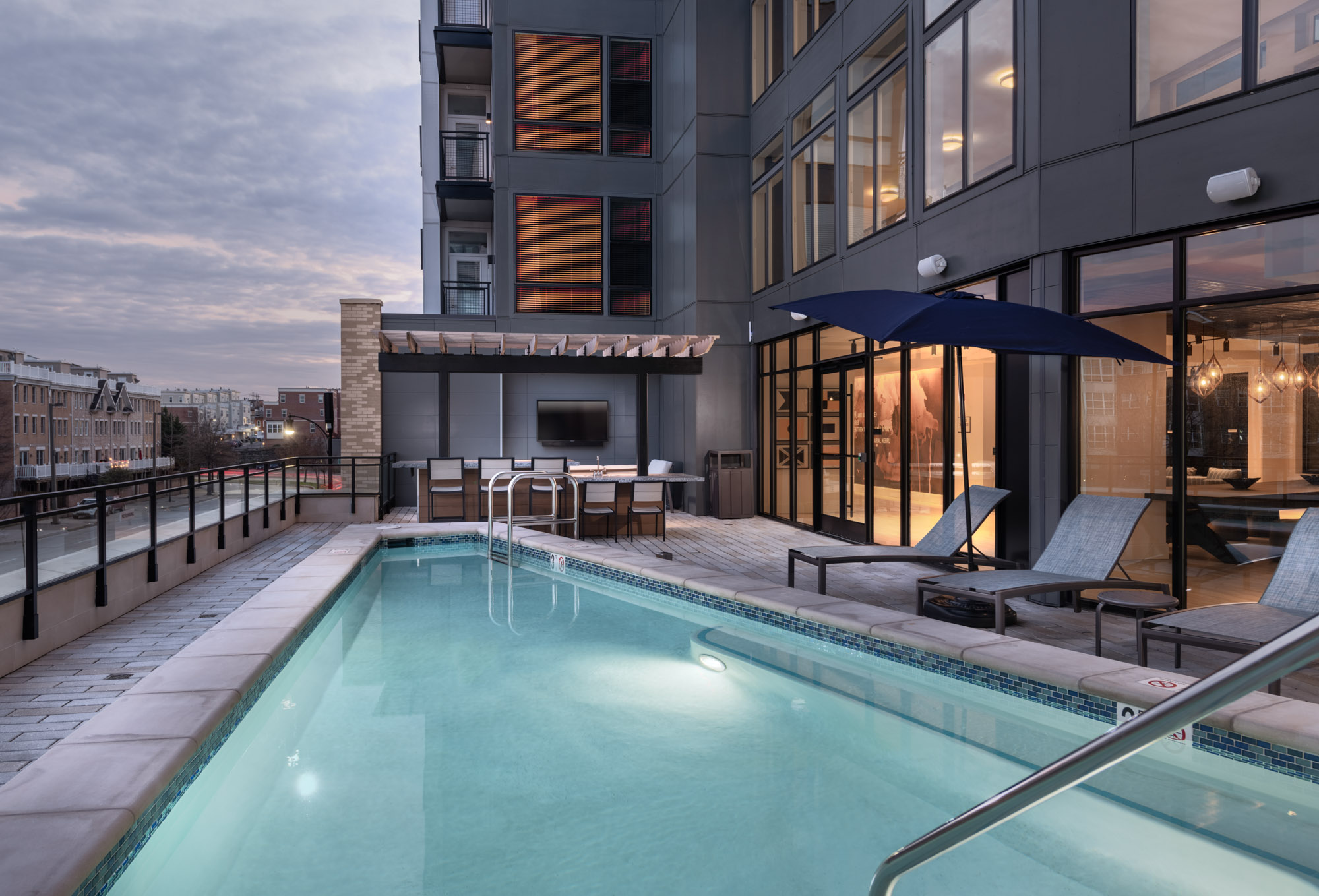 The pool at 1110 Key Federal Hill apartments in Baltimore, Maryland.