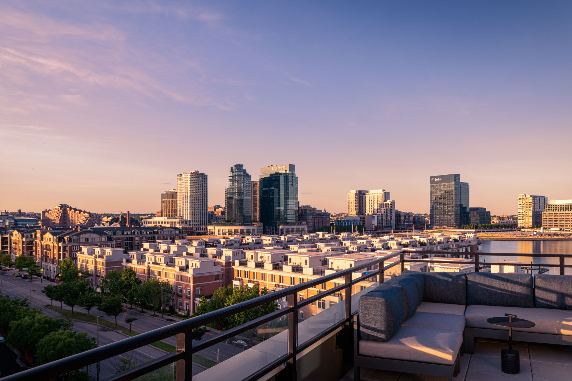 The panoramic views from 1110 Key Federal Hill apartments in Baltimore, Maryland.