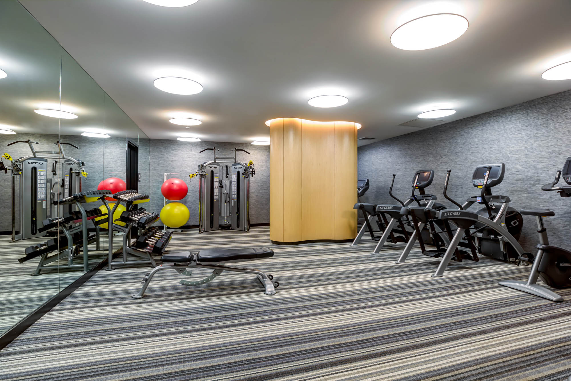 The fitness center at 15 Cliff apartments in Manhattan, NYC.