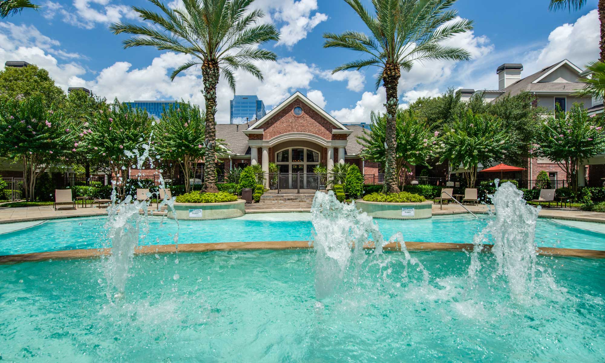 The pool at Village on Memorial townhomes in Houston, TX.