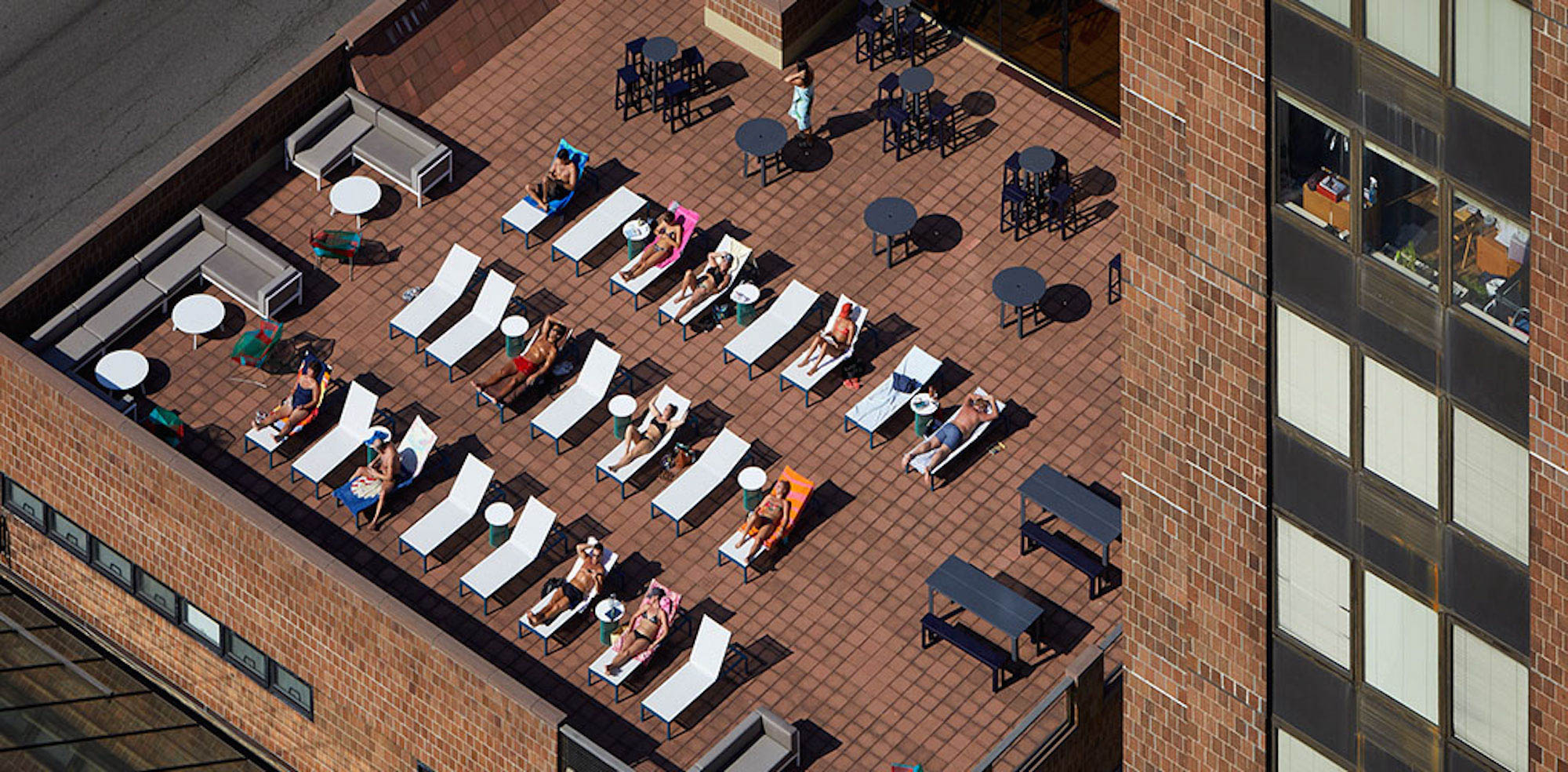 A sundeck at Waterside Plaza apartments in Manhattan.