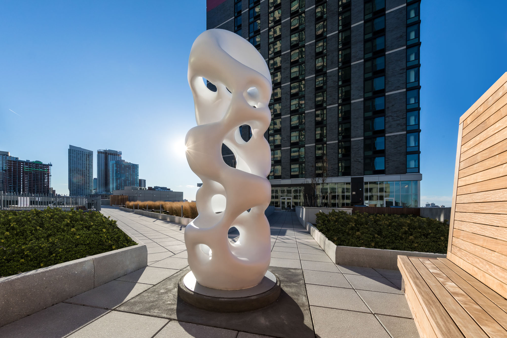 A sculpture at VYV apartments in Jersey City, New Jersey.