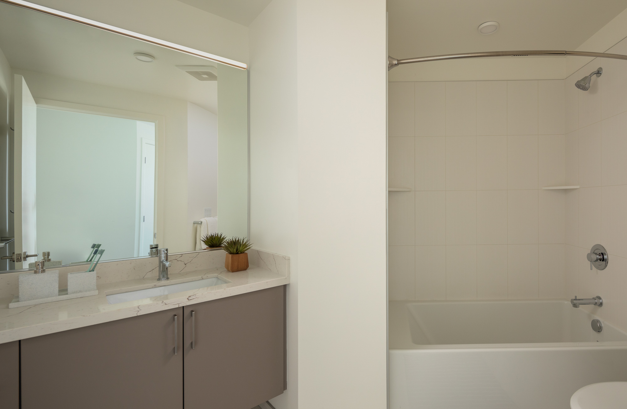 A bathroom at The Merian Apartments in San Diego, California.