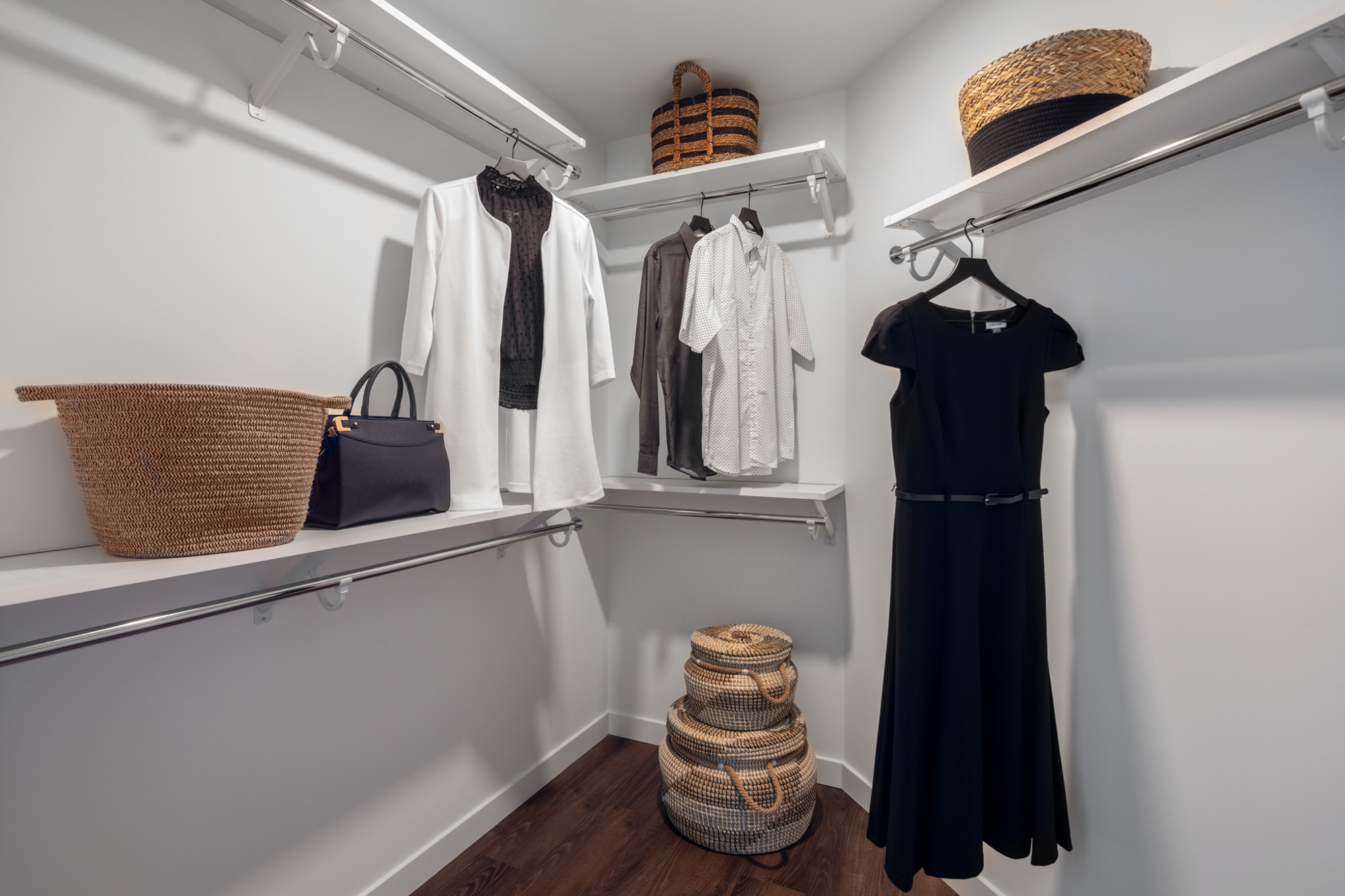 A closet at The Merian Apartments in San Diego, California.