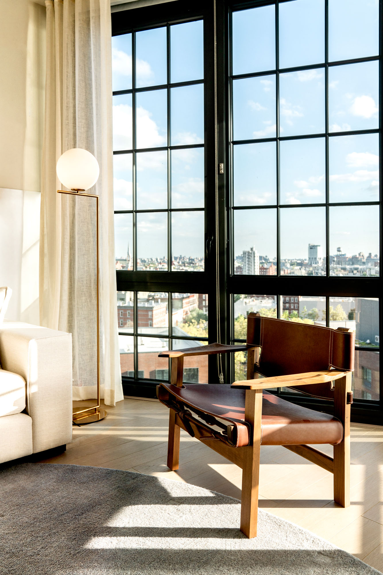 A living area in One Blue Slip in Greenpoint Landing in Brooklyn, New York.