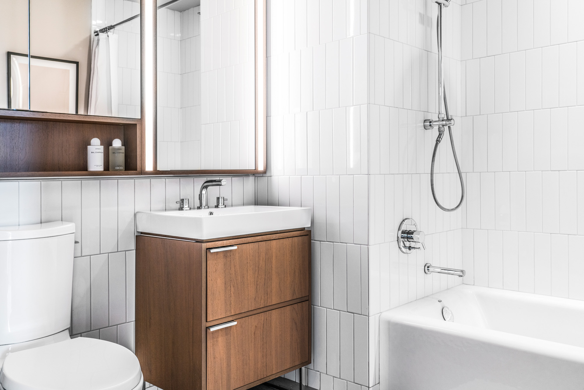 A bathroom in One Blue Slip in Greenpoint Landing in Brooklyn, New York.