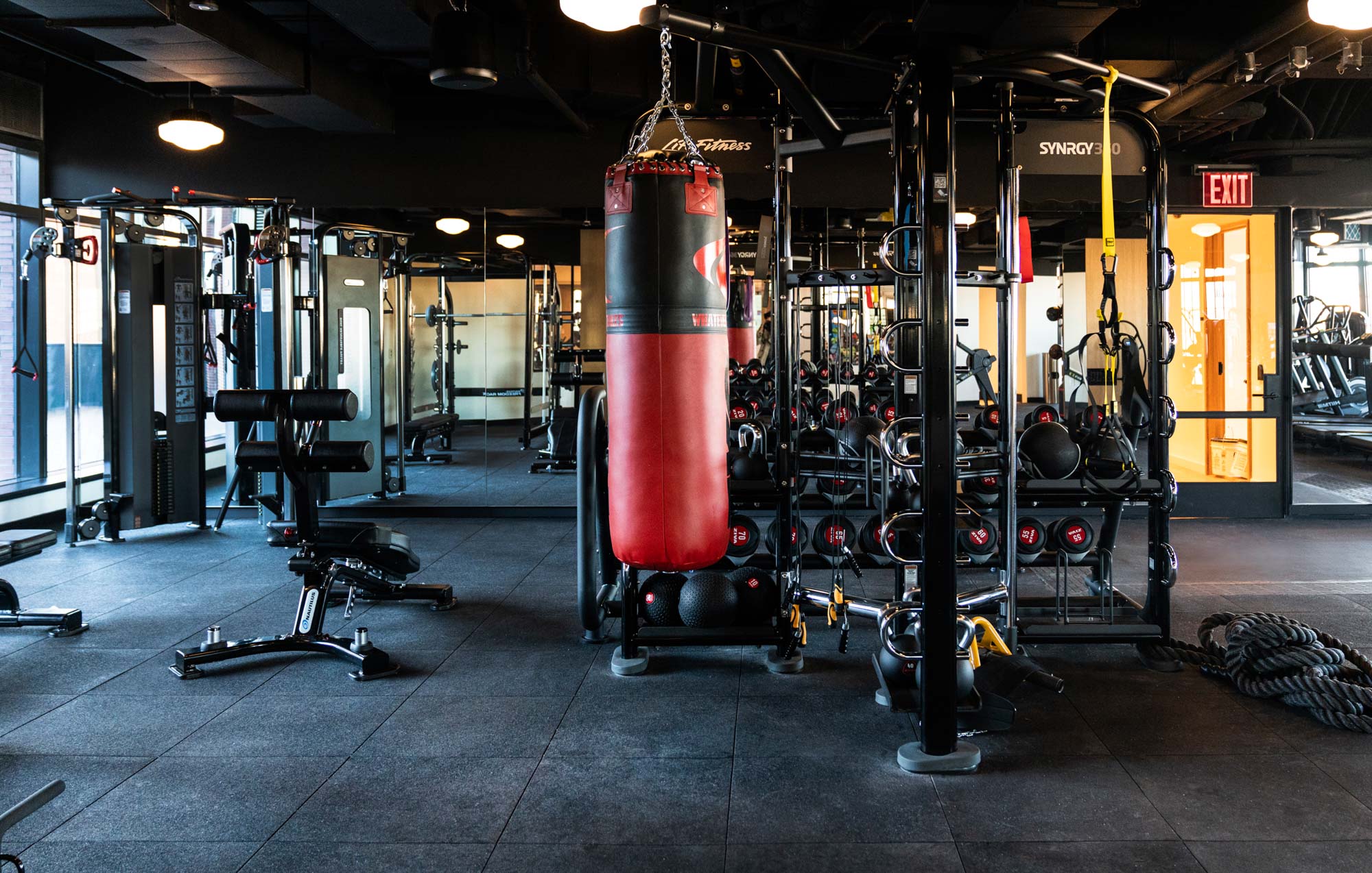 The fitness center in One Blue Slip in Greenpoint Landing in Brooklyn, New York.