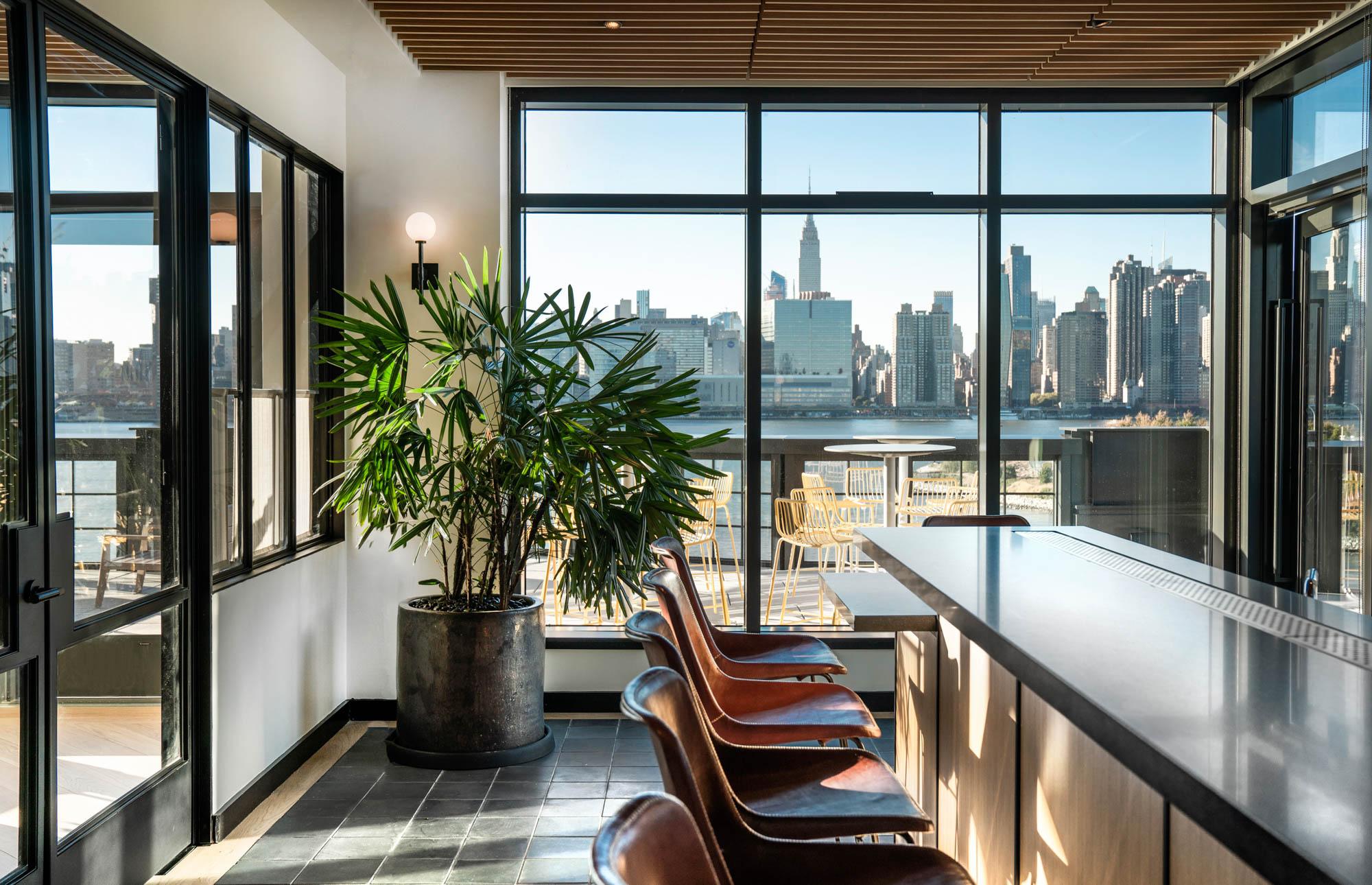 The bar at One Blue Slip in Greenpoint Landing in Brooklyn, New York.