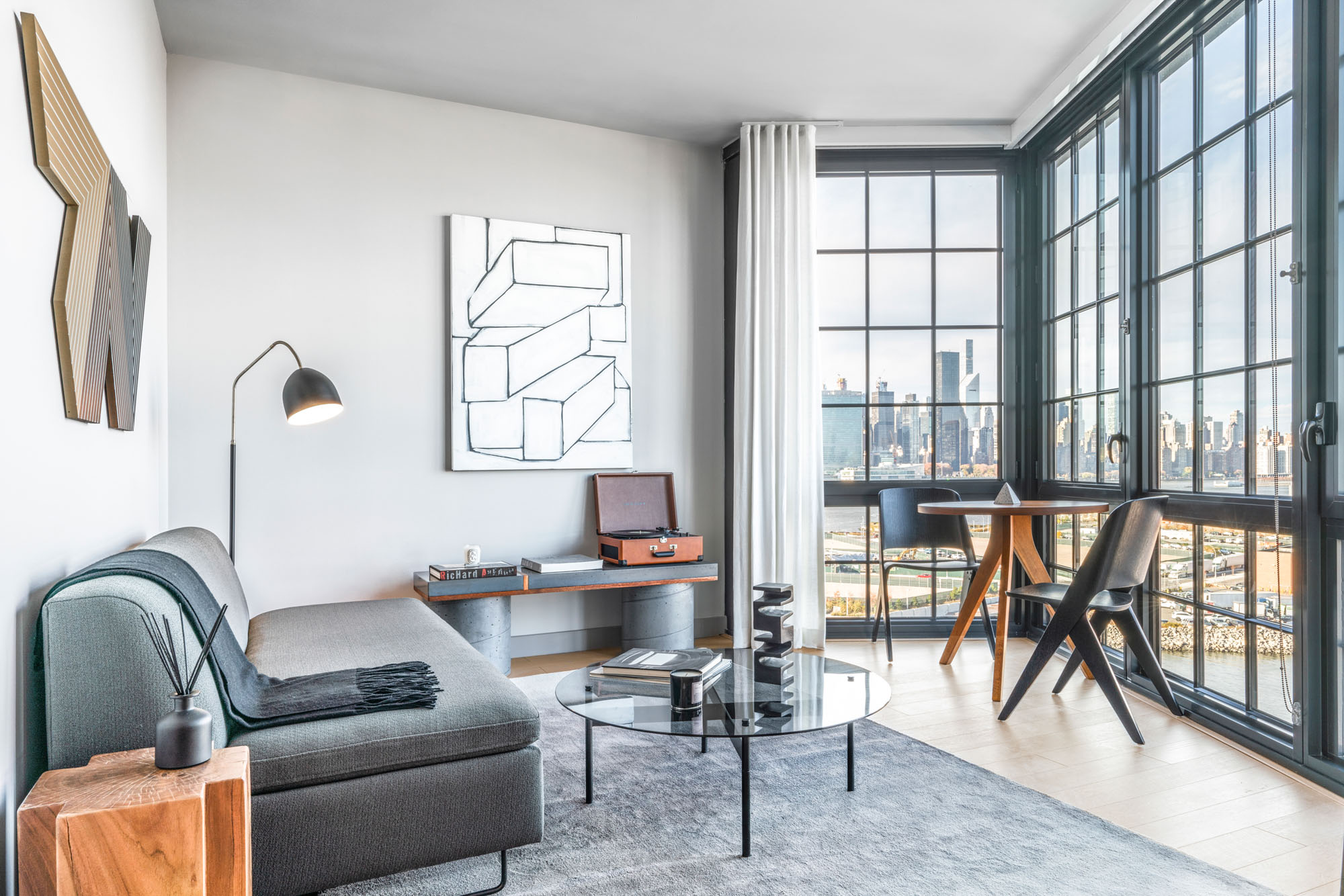 A living area in One Blue Slip in Greenpoint Landing in Brooklyn, New York.