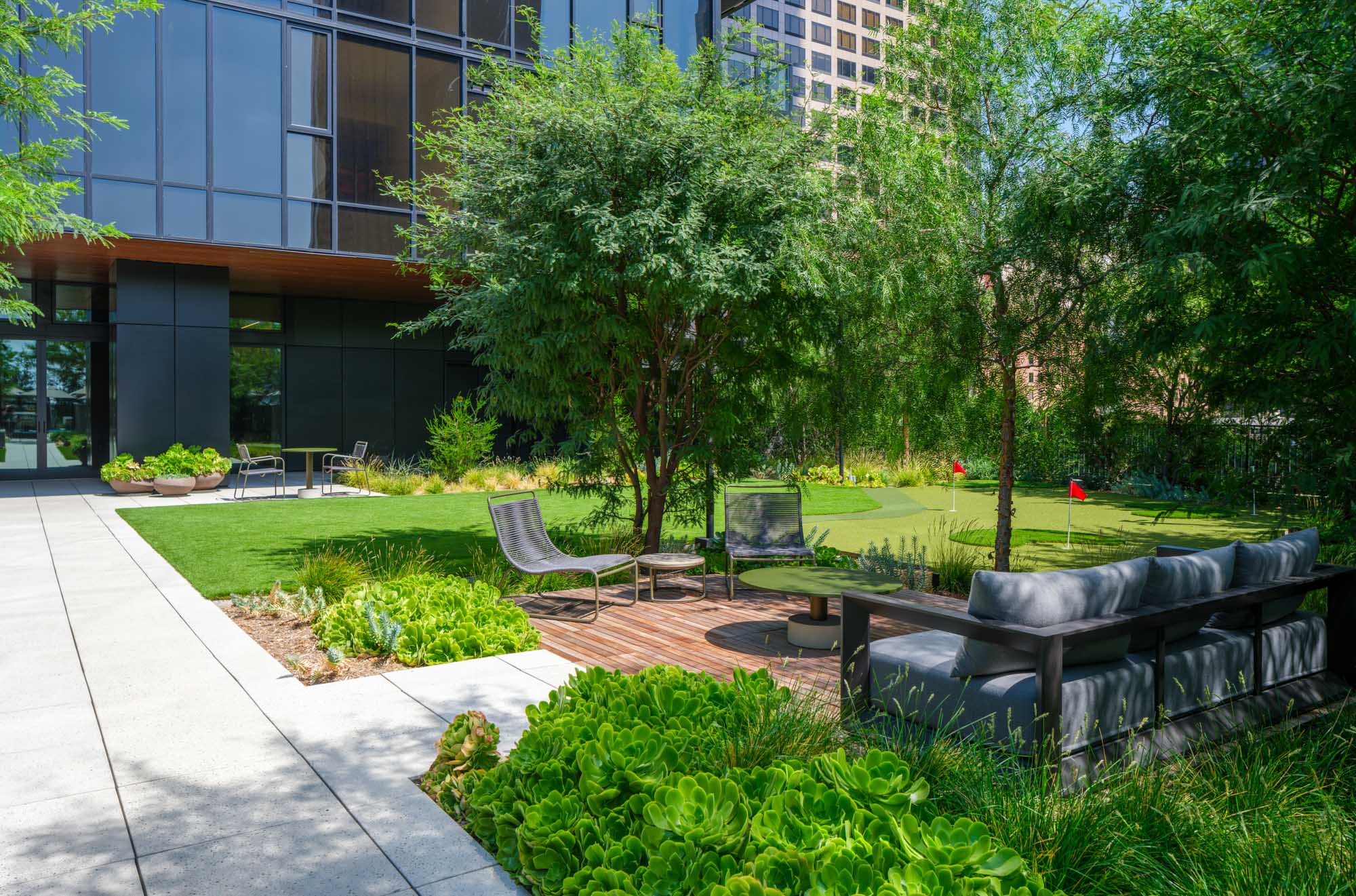 The putting green at Beaudry apartments in downtown Los Angeles.