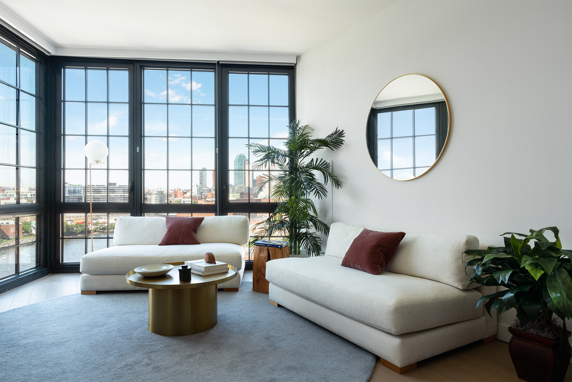 A living area in One Blue Slip in Greenpoint Landing in Brooklyn, New York.