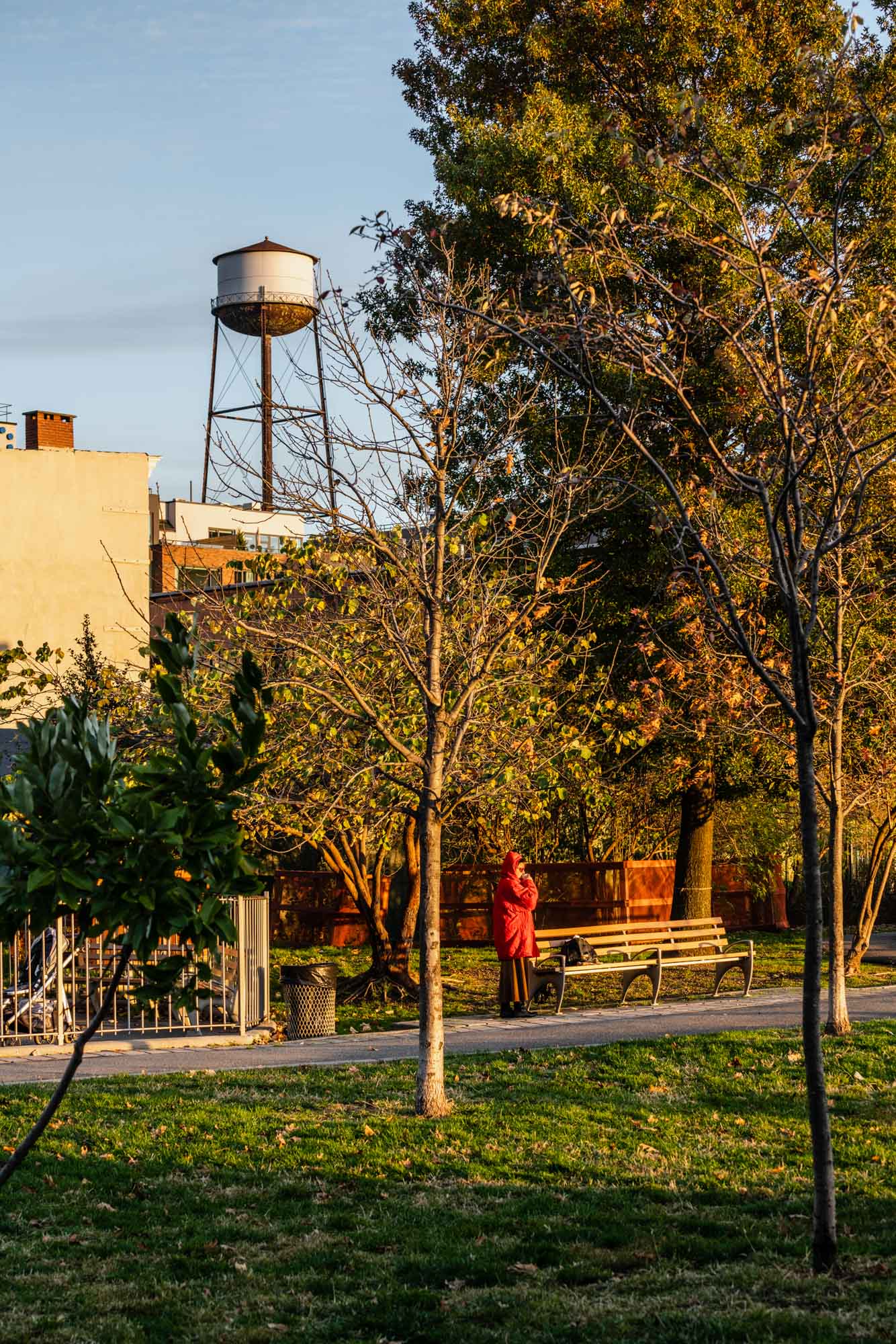 Transmitter Park in Greenpoint Landing in Brooklyn, New York near Two Blue Slip apartments.