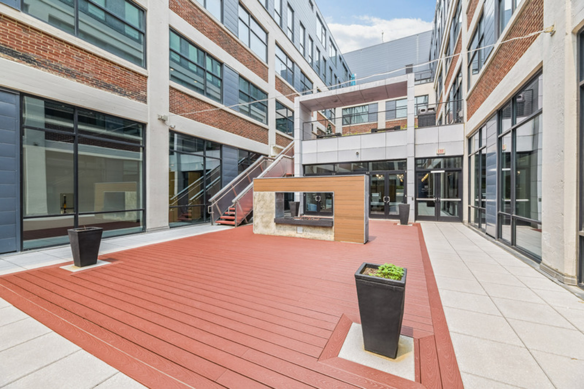 The courtyard at Foundry Lofts apartments in Washington, D.C.