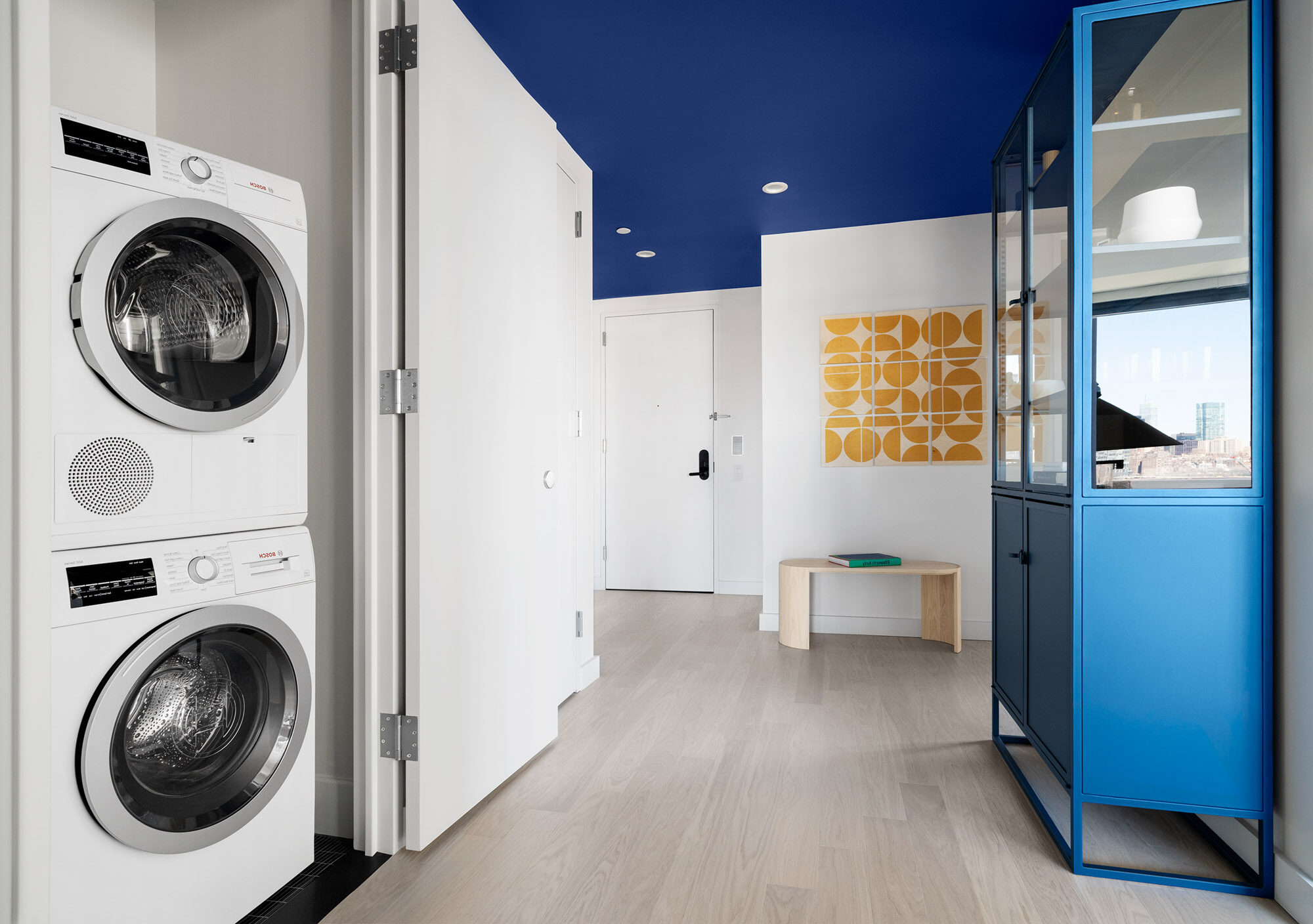 The washer and dryer in a Two Blue Slip apartment in Greenpoint, Brooklyn, New York.