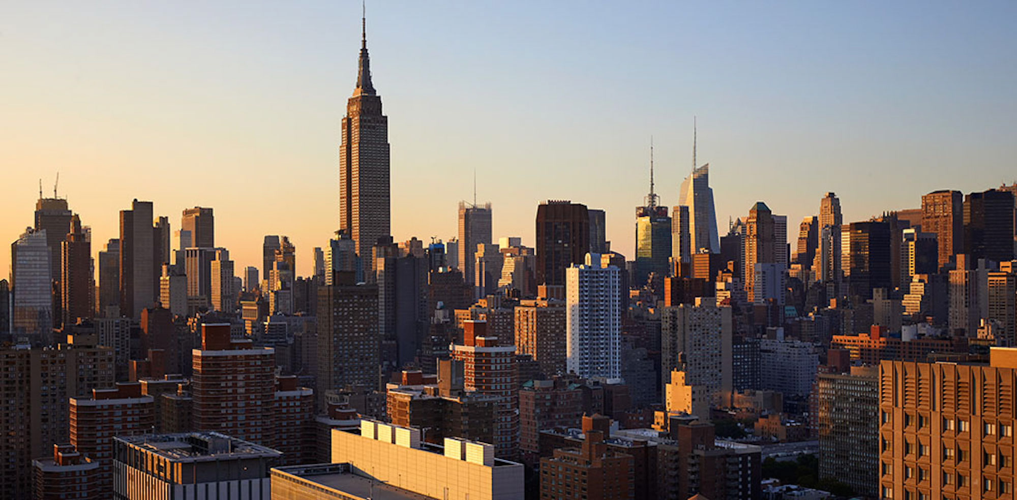 New York City Skyline from the Waterside Plaza apartments in Manhattan.