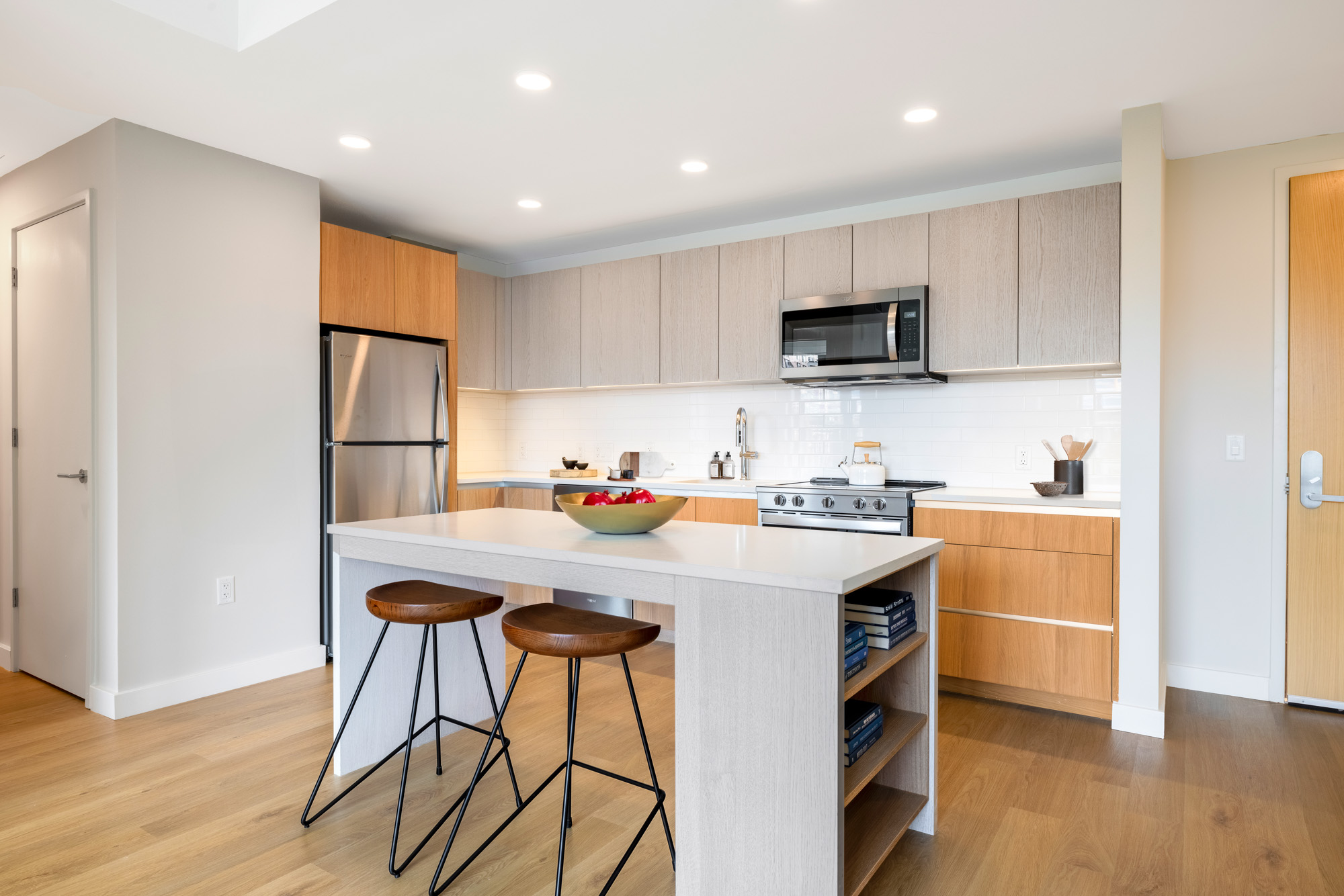 The kitchen in a Vela apartment in The Yards in Washington, DC.