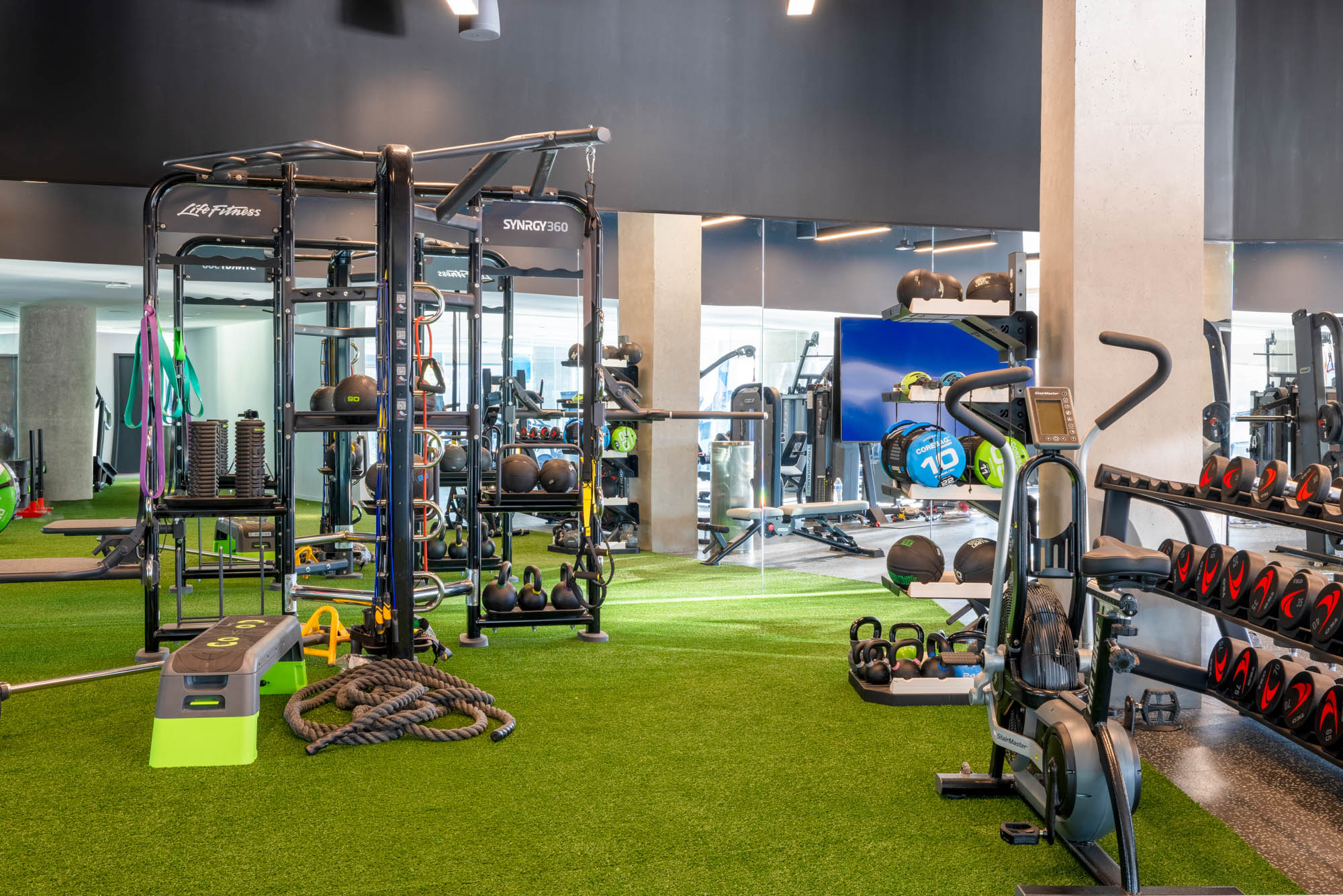 The fitness center at Third at Bankside in the Bronx, NY.