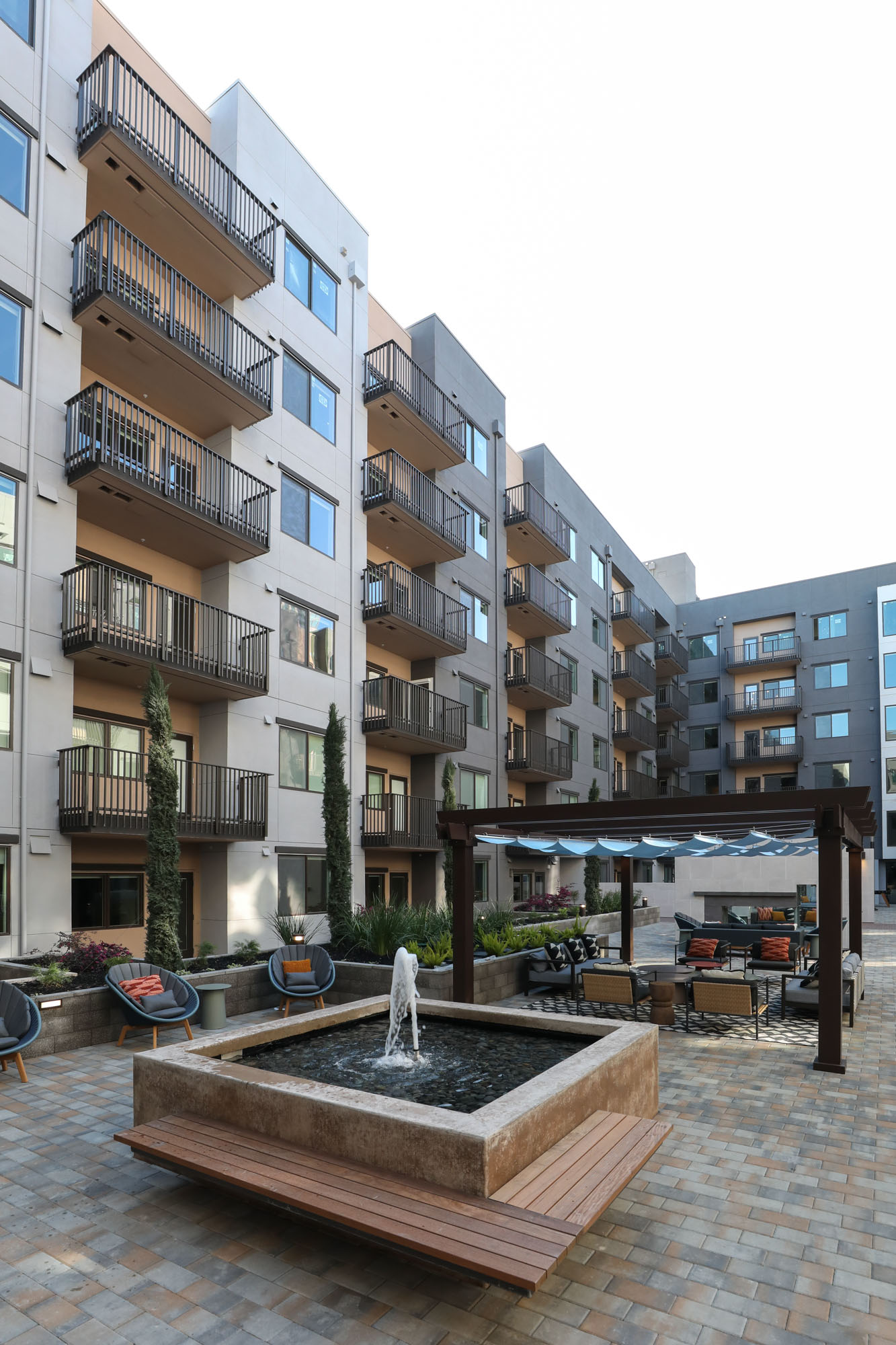 The courtyard at Webster Eleven apartments in East Bay, San Francisco.