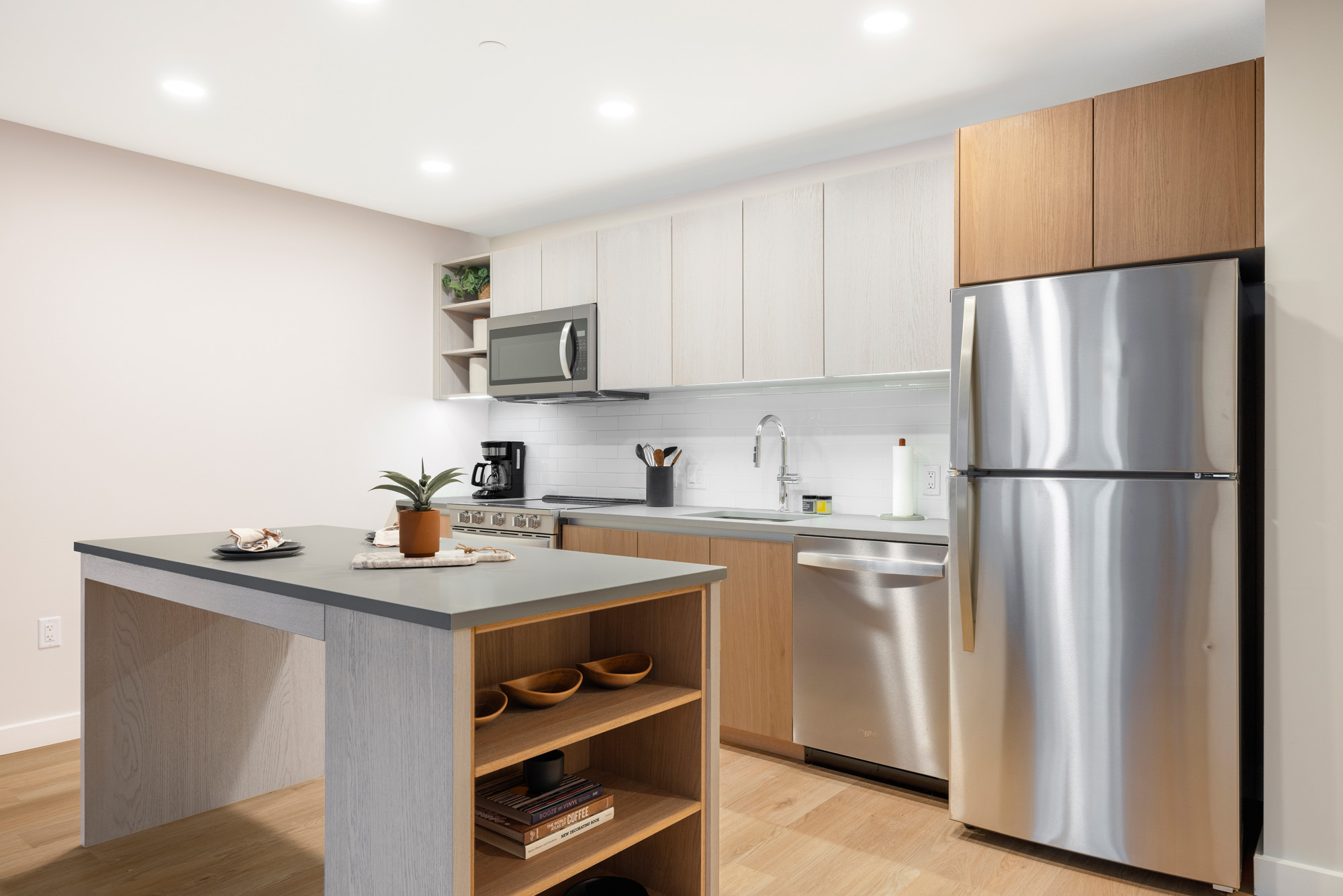 The kitchen in a Vela apartment in The Yards in Washington, DC.