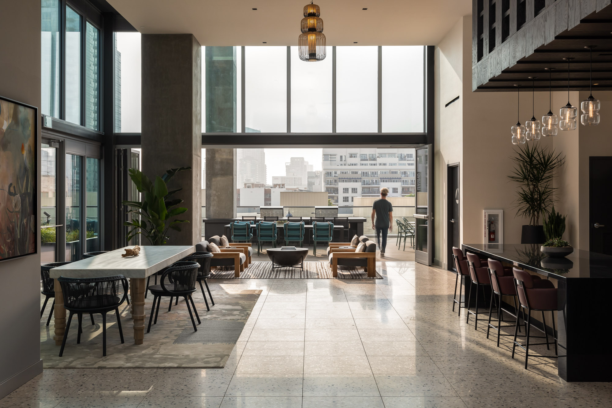 Second Floor Lounge at The Merian apartments in San Diego, California.