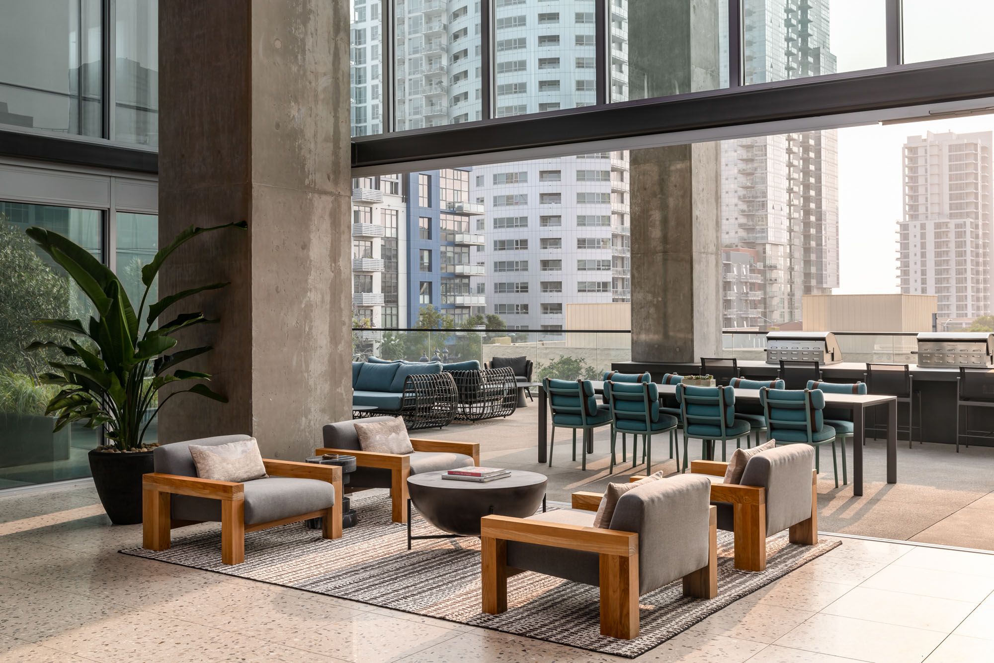 Second Floor Lounge at The Merian apartments in San Diego, California.