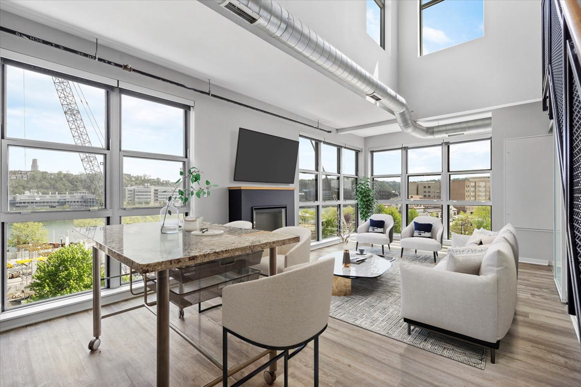 A living area at 2626 South Side Flats apartments in Pittsburg.