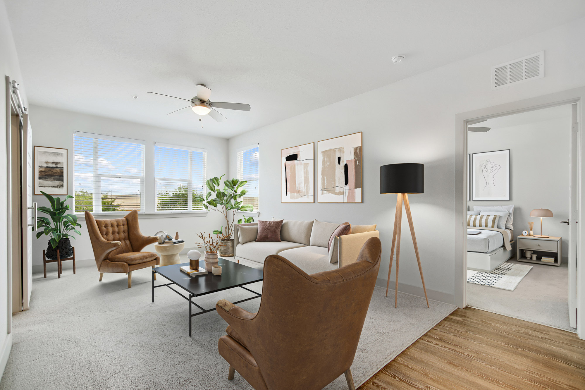 A living room in Domain apartments in Kissimmee, Florida.