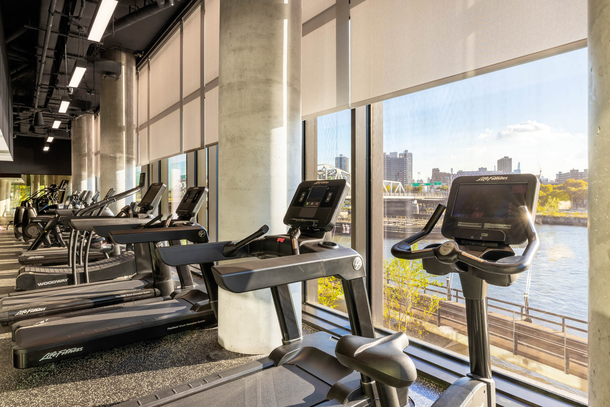 The fitness center at Third at Bankside in the Bronx, NY.