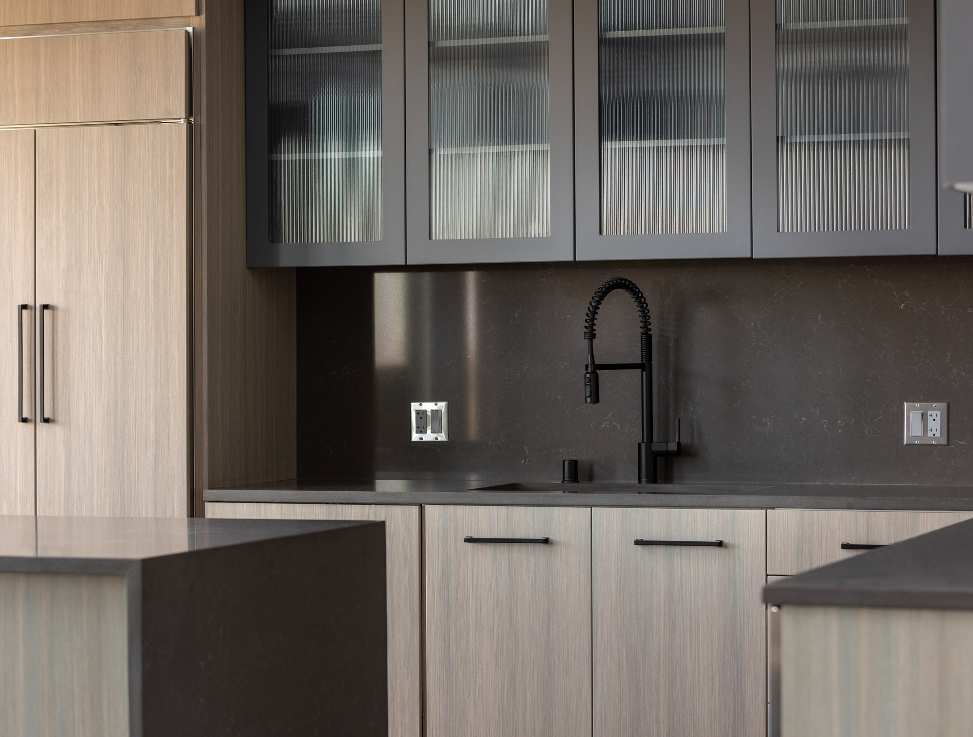 Kitchen space at The Merian Apartments in San Diego, California.