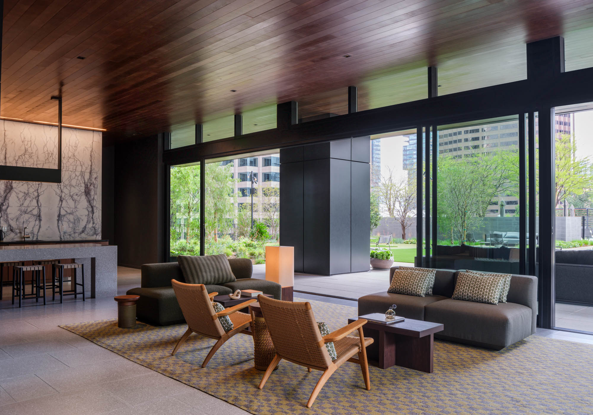 The terrace lounge at Beaudry apartments in downtown Los Angeles.