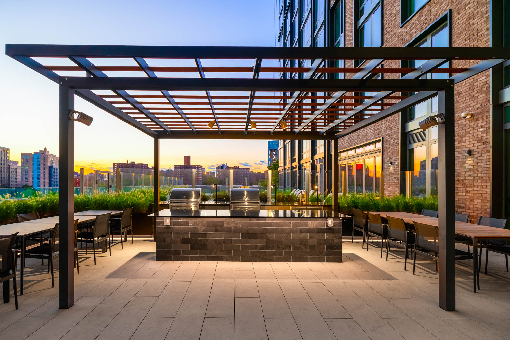 The roof deck at Third at Bankside in the Bronx, NY.