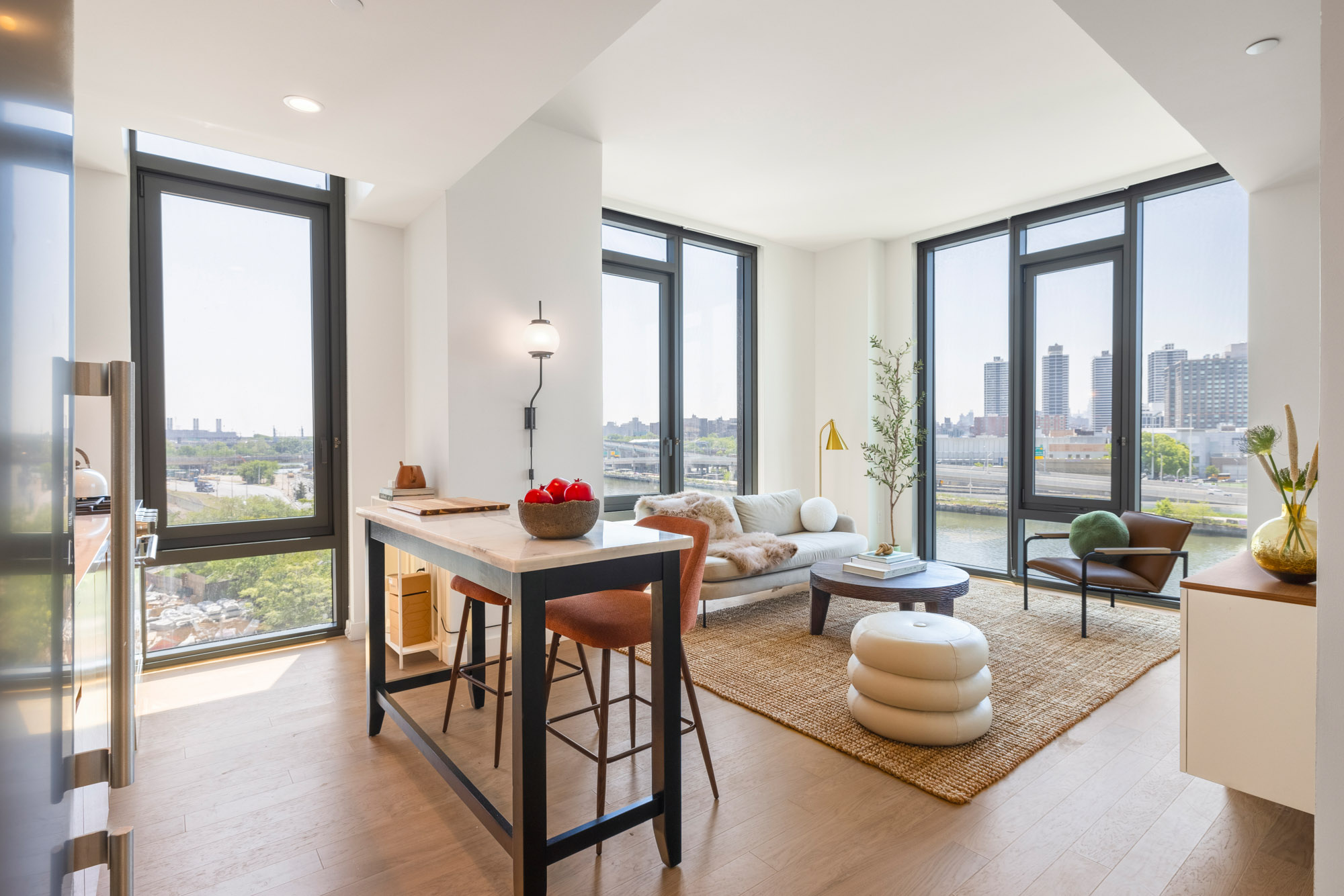 A living area at Lincoln at Bankside in the Bronx, NY.